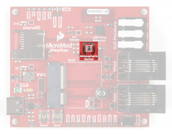 Weather Carrier Board with BME280 Highlighted.