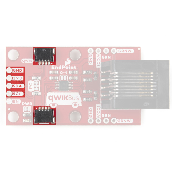 Photo of QwiicBus EndPoint highlighting Qwiic and I2C Pins