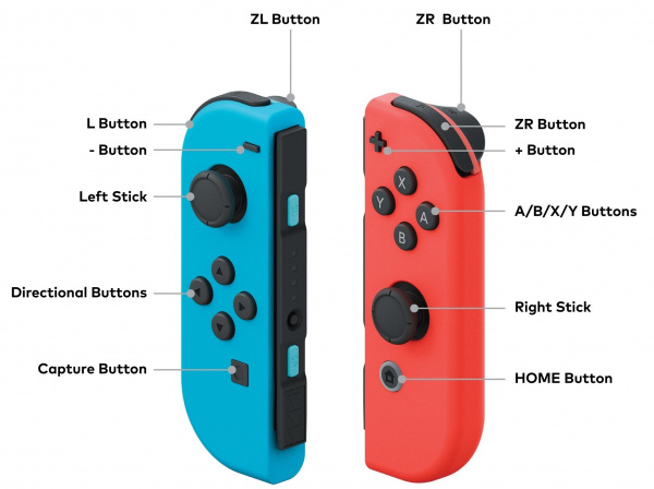 Buttons of the Nintendo Switch Labelled