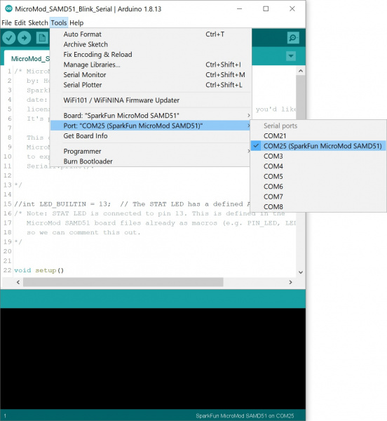 Arduino IDE COM Port Selection