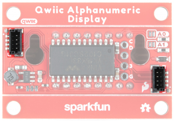 Qwiic connectors on either side of the back of the board