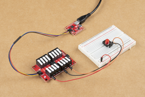 Demo circuit for example 2 using pushbutton for input.