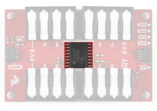 Photo highlighting TCA9534 IC.