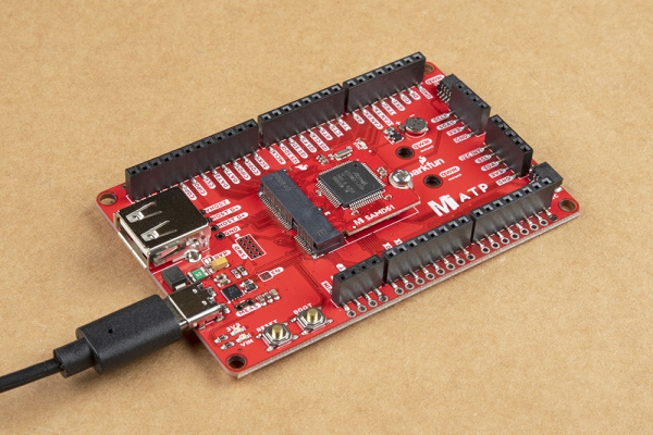 Processor Board inserted into Carrier Board with USB cable