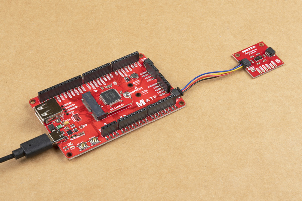 Qwiic-Enabled Device Connected to MicroMod ATP Carrier Board with Qwiic Cable