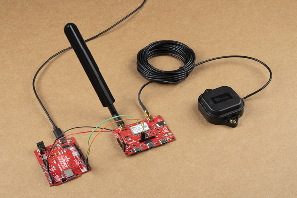 Completed LTE GNSS and RedBoard Artemis circuit.