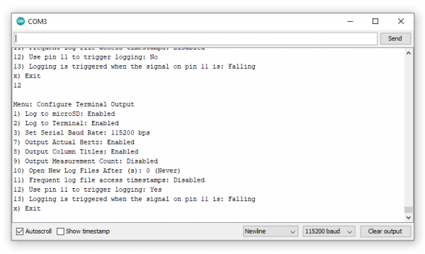 Configure Serial Logging when Triggering Enabled