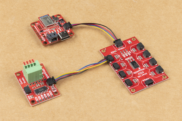 Qwiic Connector connector between OpenLog Artemis and a Qwiic Sensor/Mux