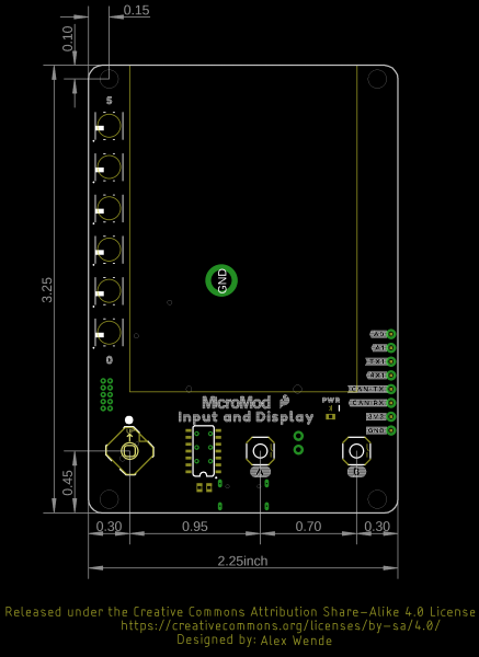 MicroMod Input and Display Carrier Board Dimensions