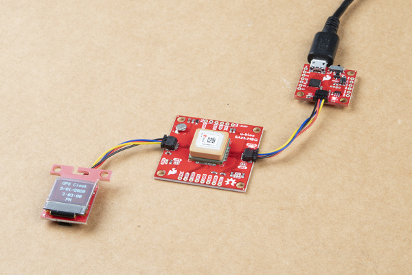 Qwiic GPS Clock with Qwiic micro OLED and Qwiic Micro (SAMD21)