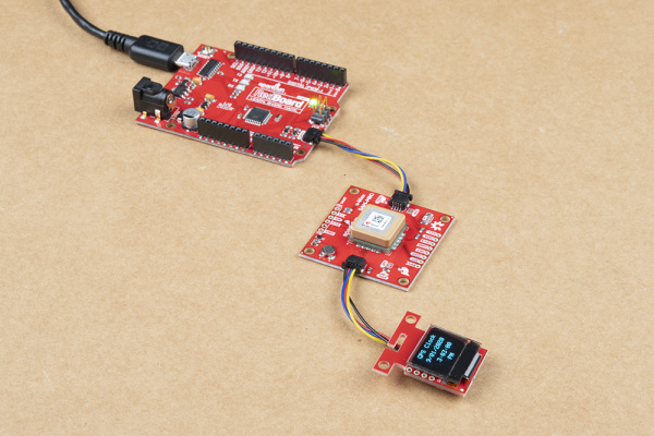 Qwiic GPS Clock with Qwiic micro OLED and an Arduino