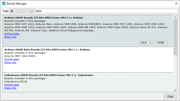 Search for an arduino core