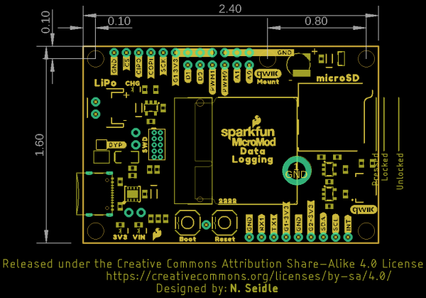 Data Logging Carrier Board Dimensions