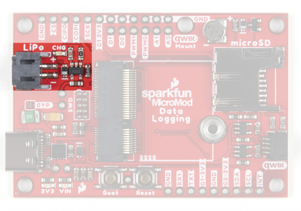 Photo highlighting the lipo battery circuit.