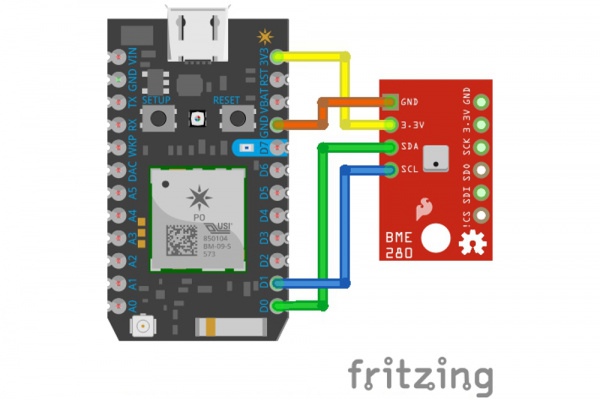 the BME280 fritzing diagram