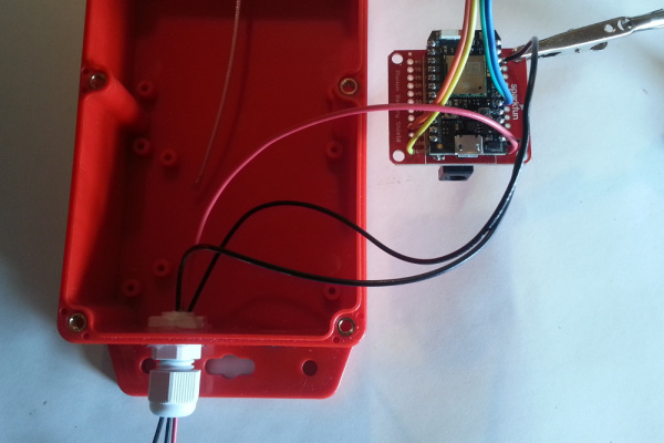 cables passed through the cable gland to the battery shield