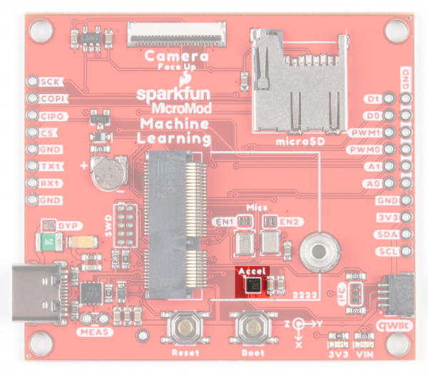 Image of the board with the accelerometer highlighted