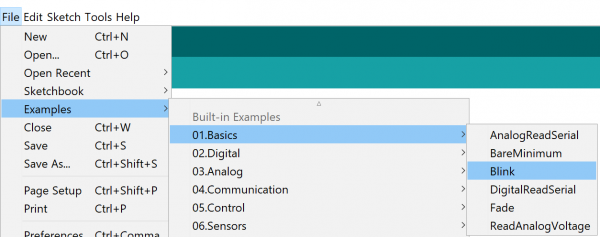 Blink Basics Example in the pulldown