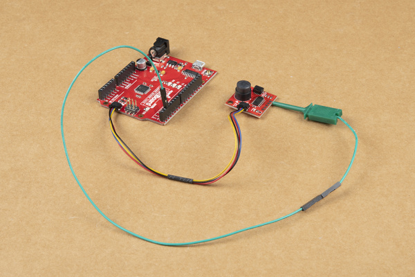 The completed Qwiic PIR circuit with Interrupt Pin connected.