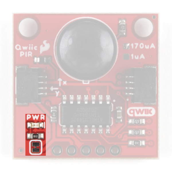 Highlighting the Power LED Jumper on the Qwiic PIR