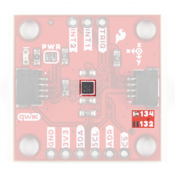 Photo highlighting KX134 IC and KX13x version jumpers