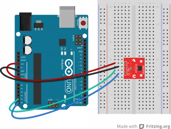 HTU21D in bread board