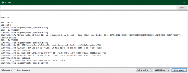 Serial Output from Example Code