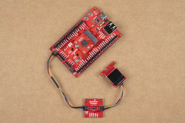 Qwiic-Enabled Device Connected to MicroMod ATP Carrier Board with Qwiic Cable