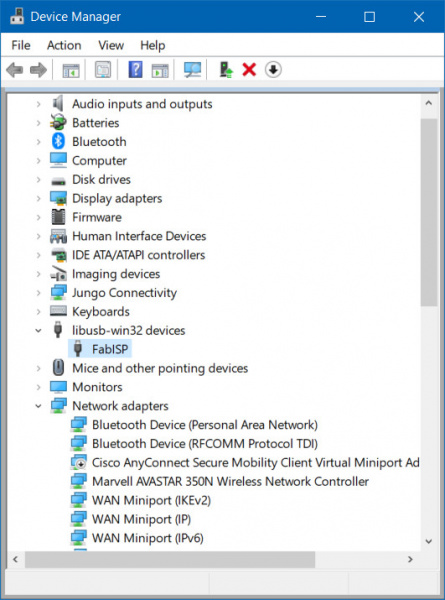 AVR Programmer Displayed as FabISP in Device Manager