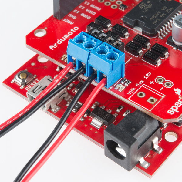 Using screw terminals on the Ardumoto shield