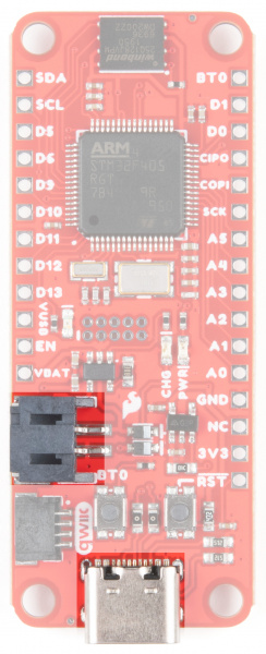 USBC connector and LiPo battery connector highlighted 