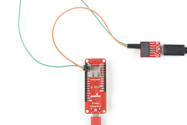 Hookup image showing Rx connected to Tx and Tx connected to Rx