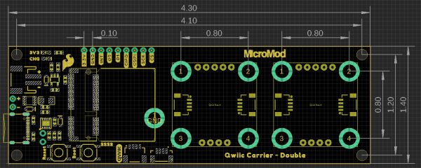 MicroMod Qwiic carrier board dimensions - double