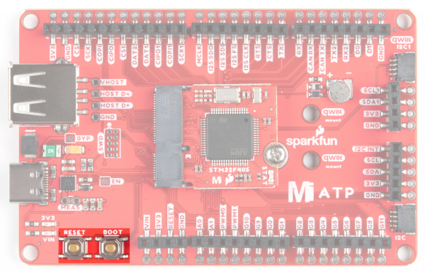 Boot and Reset buttons highlighted on ATP Carrier Board