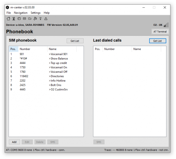 m-center Phonebook menu