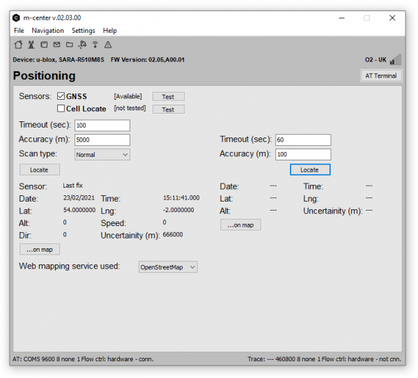 m-center Positioning menu