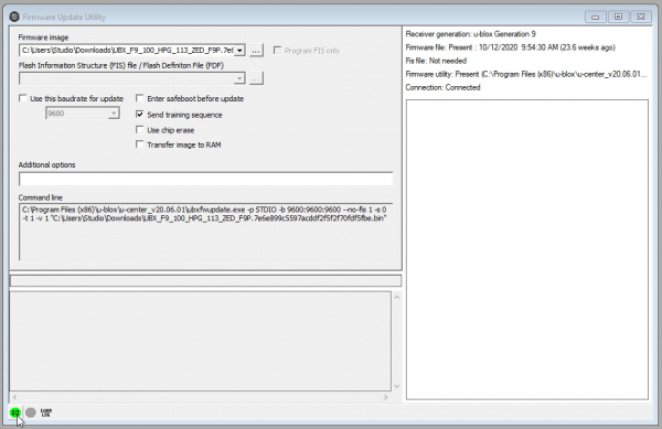 Firmware update tool window