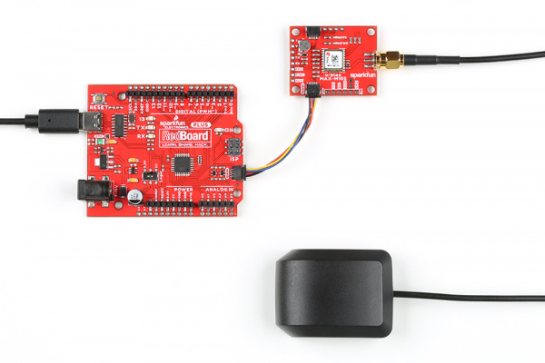 RedBoard Plus Connected to the MAX-M10S via Qwiic Cable