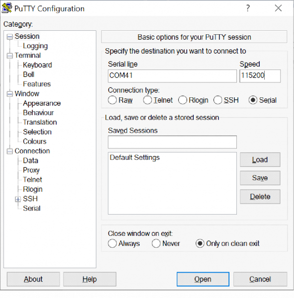 PuTTY Configuration