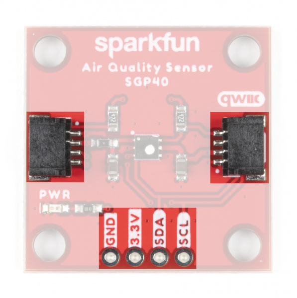 Photo highlighting the Qwiic and I2C interfaces.