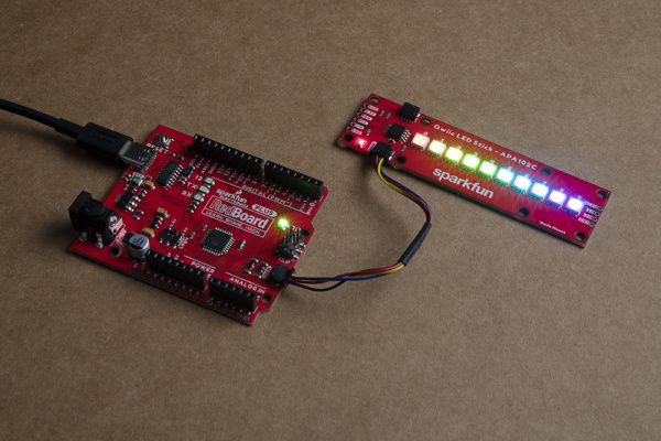 Standard Qwiic LED Stick circuit with the SparkFun RedBoard Qwiic