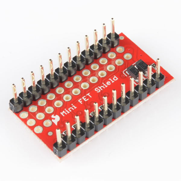 male headers solders to Mini FET Shield