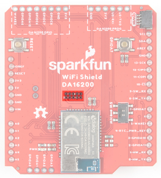 The JTAG footprint is on the front of the board just above the Dialog Module