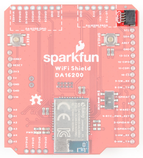 The Qwiic connector is at the top right hand side of the board