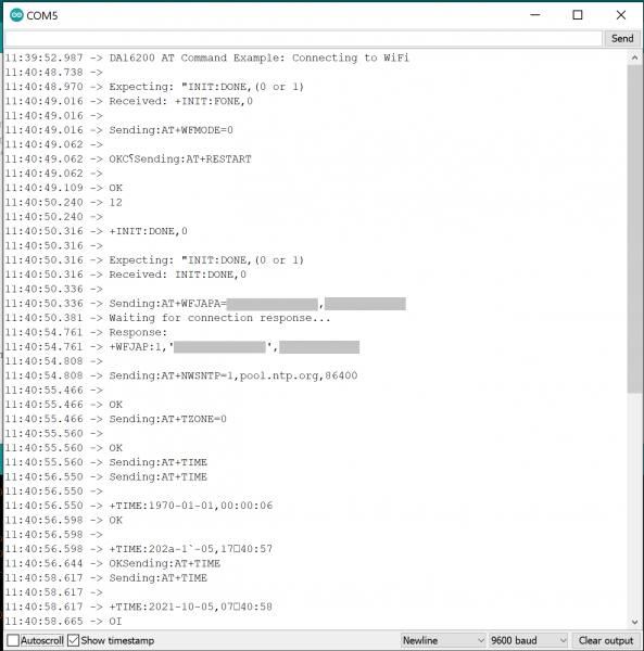 Serial monitor output for WiFi example