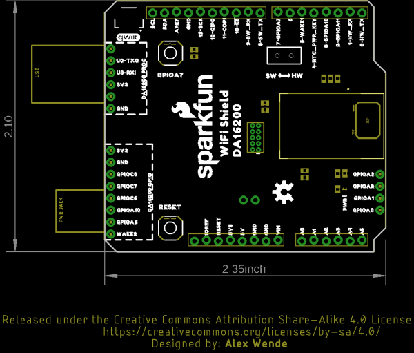 Board measures 2.1 by 2.35 inches