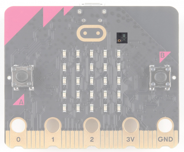 Microphone input and LED indicator is on the right side of the touch sensitive logo at the top of the board