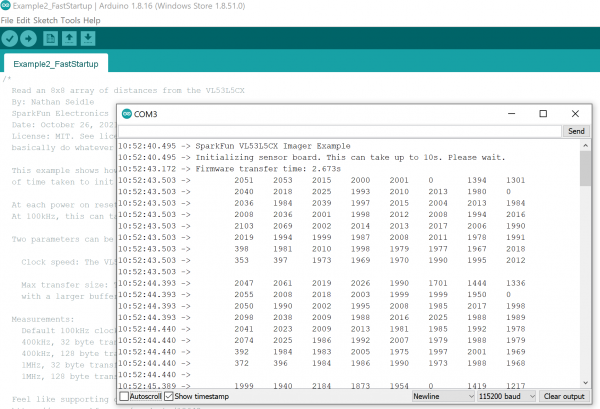 Serial Monitor output