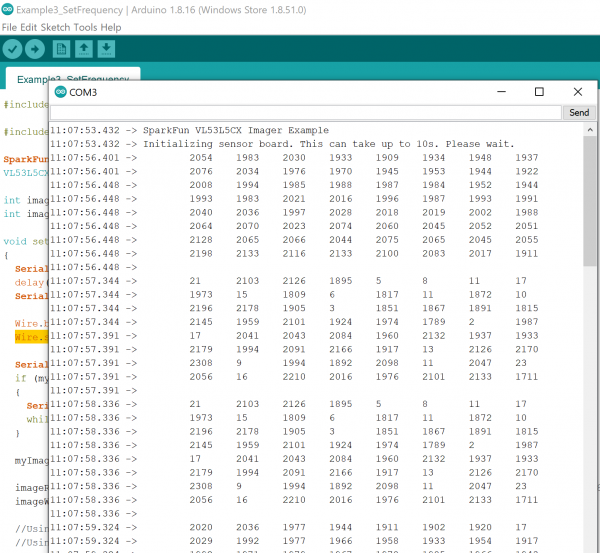 Serial Monitor output