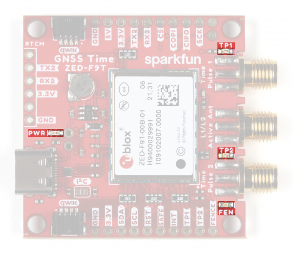 Photo highlighting status LEDs.